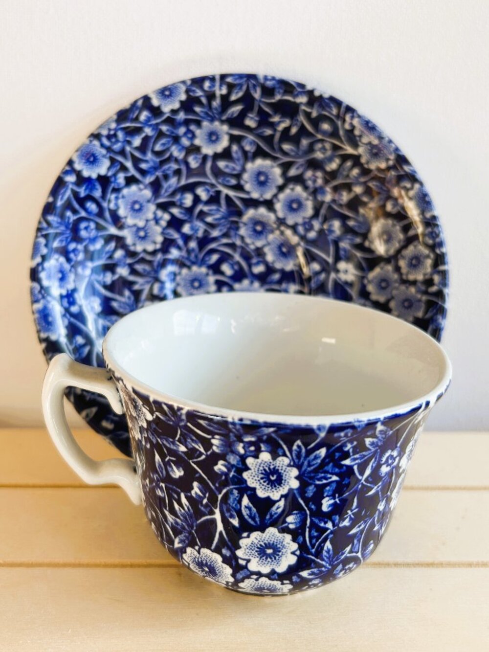 Burleigh Calico Floral Chintz Vintage Teacup and Saucer Set
